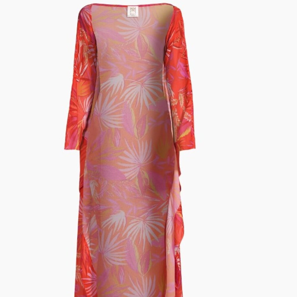 Milly Cabana Davia Tropical Palm-Print Caftan S